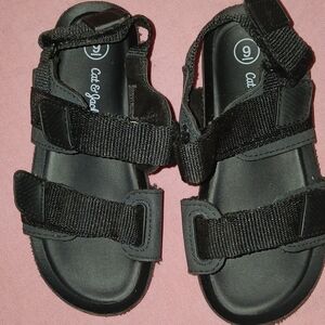 Cat & Jack Kids' Black Adjustable Strap Sandals